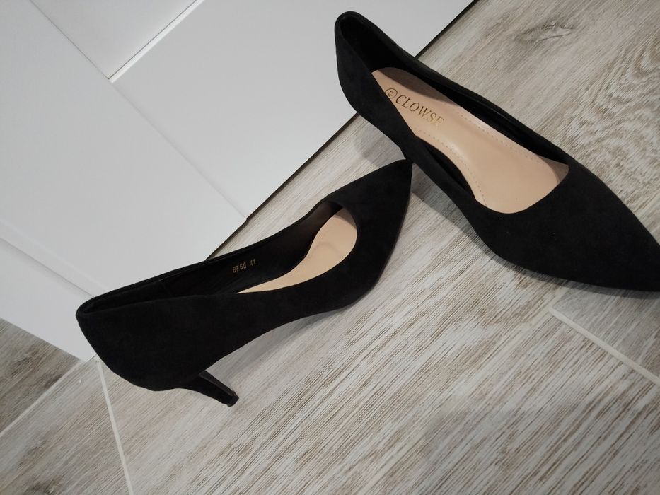 Buty szpilki 40 nowe czarne zamsz