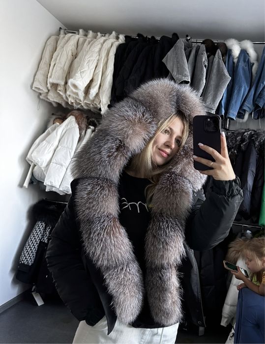 Бомбер с натуральным мехом блюфрост, парка с песцом