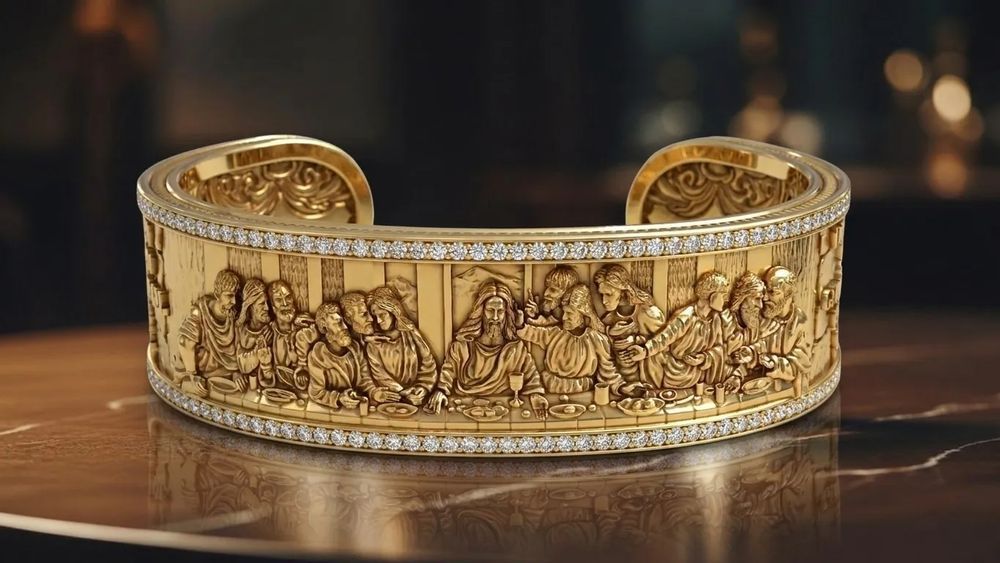 Złota bransoleta męska14k 585 wyjątkowa Ostatnia wieczerza cb202y Leonardo da Vinci! Katowice biżuteria