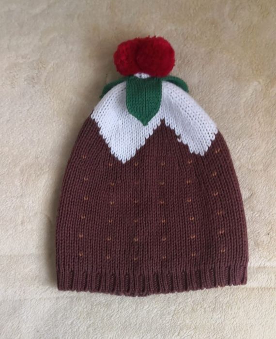 Czapka świąteczna 54cm brązowa xmas wigilia Boże Narodzenie pompon