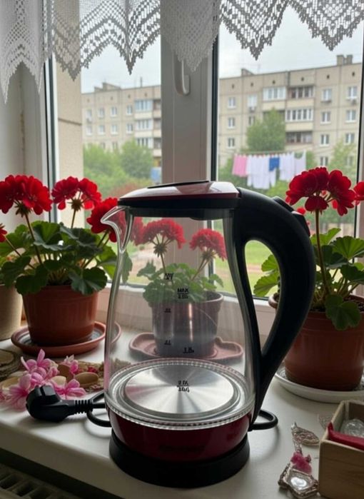 Скляний електрочайник на 2 літри виглядає дуже ефектно