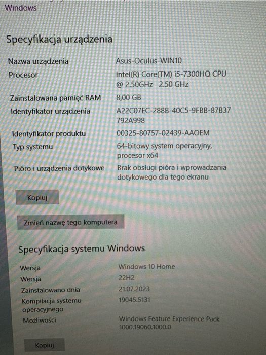 Asus Oculus i5 Gaming PC Win 10