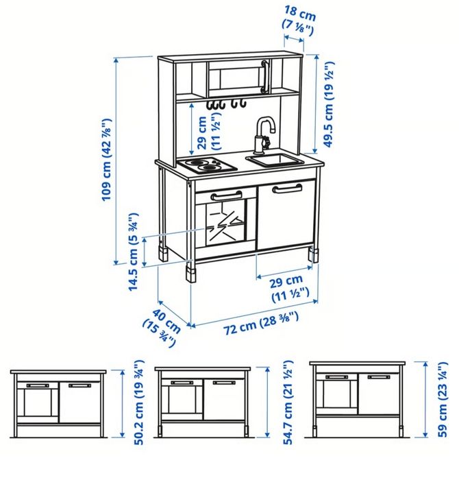Cozinha Criança Ikea Duktig 70×40×109cm
