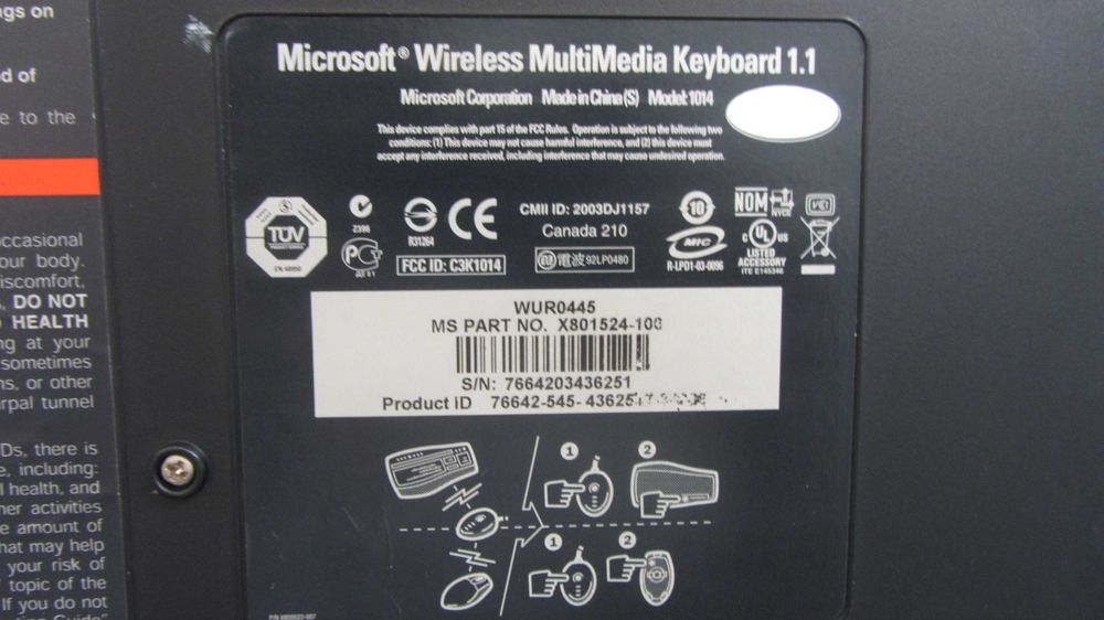 Клавиатура Microsoft wireless multimedia keyboard 1.1 model 1014