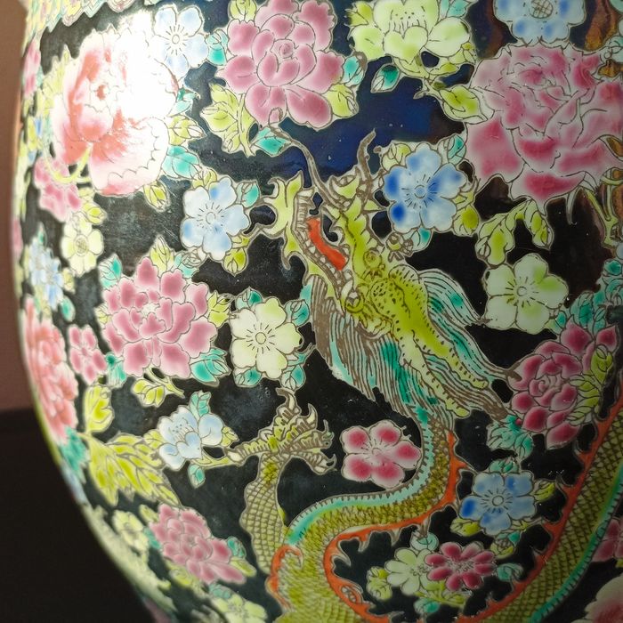 Cachepot Aquário oriental com suporte em madeira