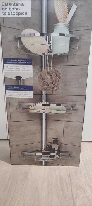 Estante de canto telescópico casa de banho