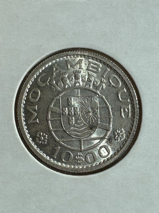 Moeda de prata Moçambique 10$ 1960