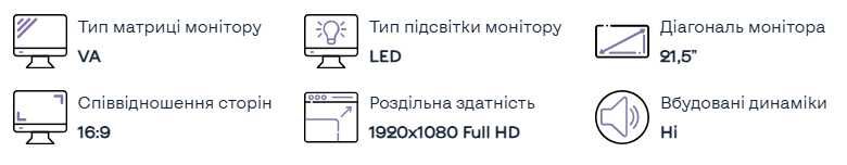 Монітор Б/В 21,5" HP P222VA, Широкий