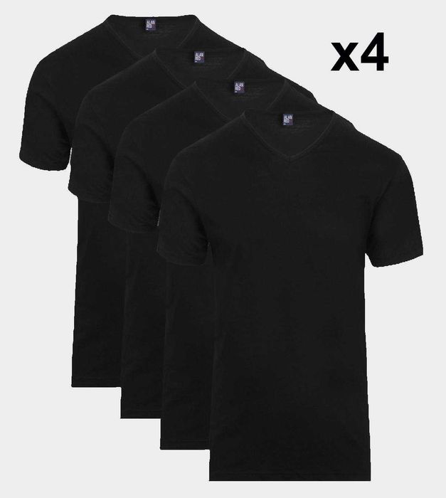 4x koszulka T-shirt Alan Red Basic V-neck | Bawełna, Czarny, Rozmiar S