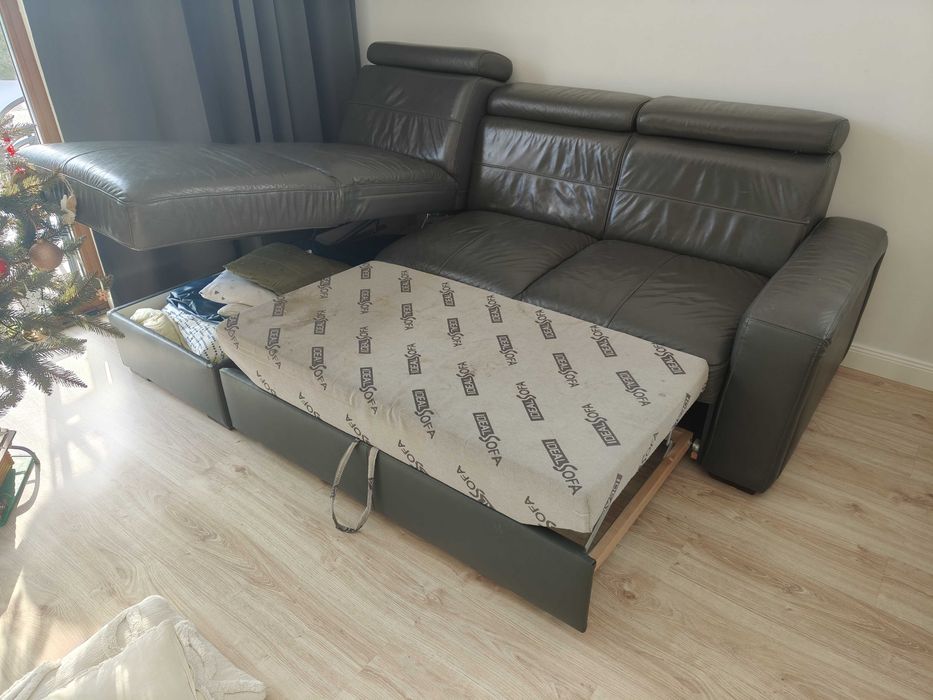Narożnik Ideal Sofa Basic skóra spanie regulowane zagłówki