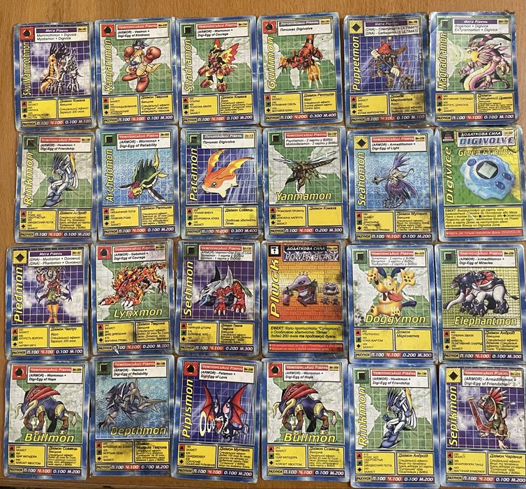 Наклейки та картки 90–2000-х | Pokémon, Digimon | Великий лот