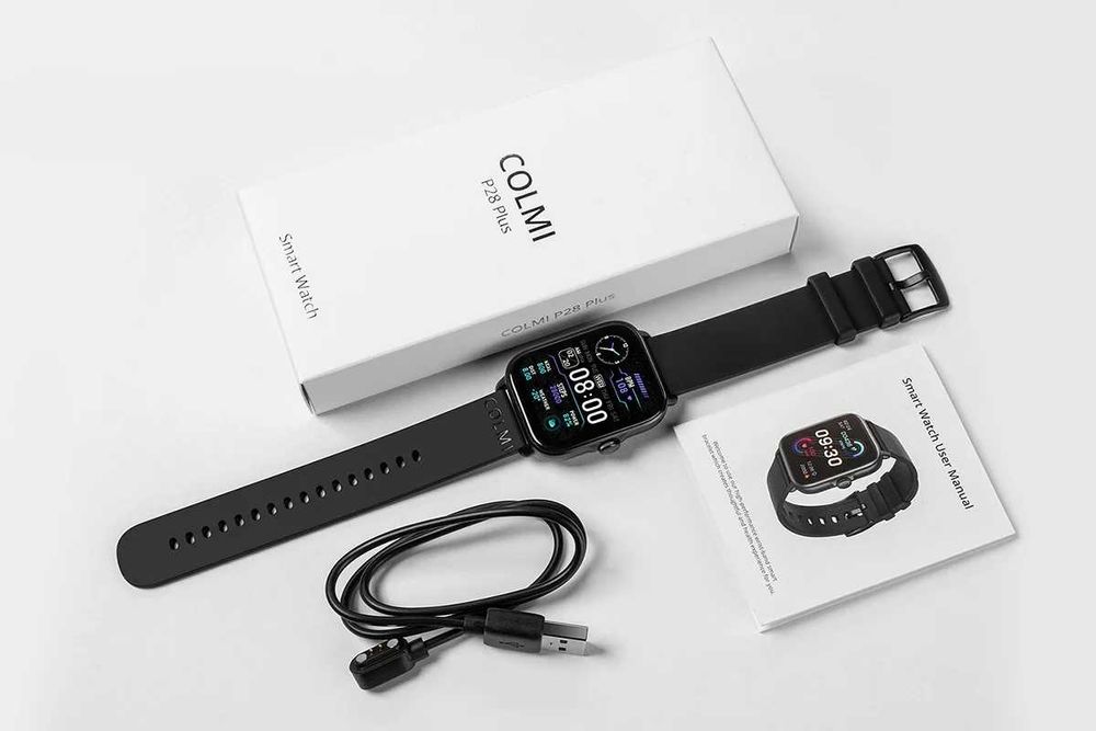 Colmi P28 Plus Black Smartwatch with Black Silicone Strap, Bluetooth Calling64738885050627121