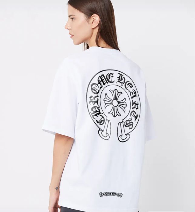 Футболки унисекс Chrome Hearts Logo Хром Хартс черные белые Хит сезона