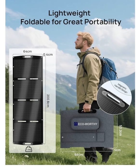 ECO-WORTHY przenośny Panel słoneczny 200W składany XT60