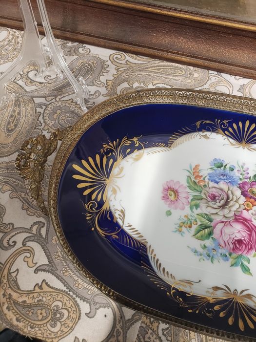 Bandeja gradinha e porcelana Limoges