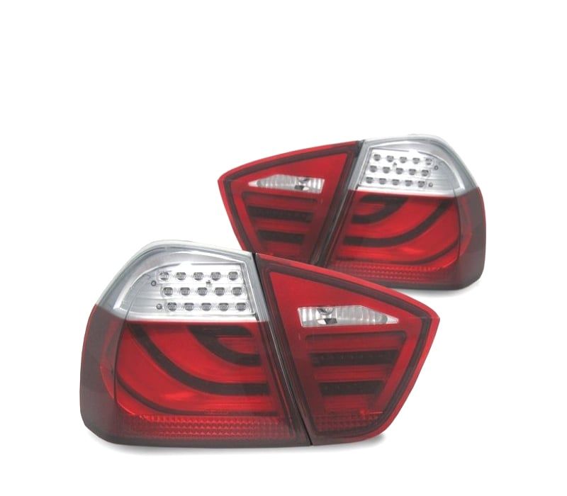 FAROLINS TRASEIROS BMW E90 05-08 CELIS LED VERMELHO CROMADO