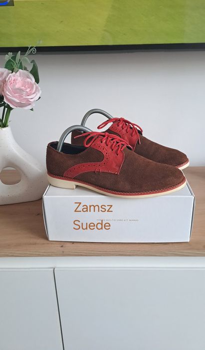 Półbuty zamszowe sznurowane derby eleganckie