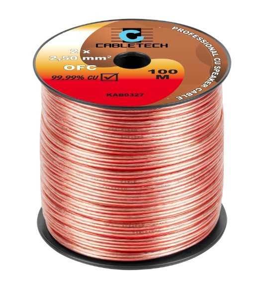 Kabel głośnikowy miedź 99,9% OFC 2x2,5mm 100m