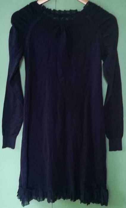 Sukienka bufki dzianinowa falbany