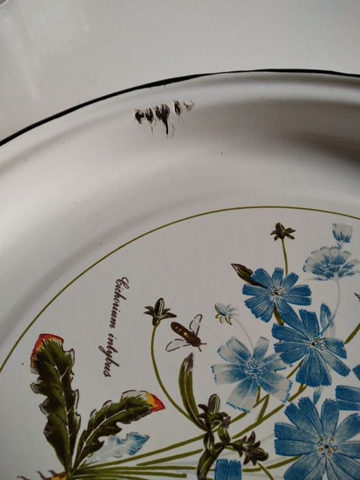 Велика миска поднос металева емальована