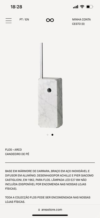 Candeeiro de pé com base mármore