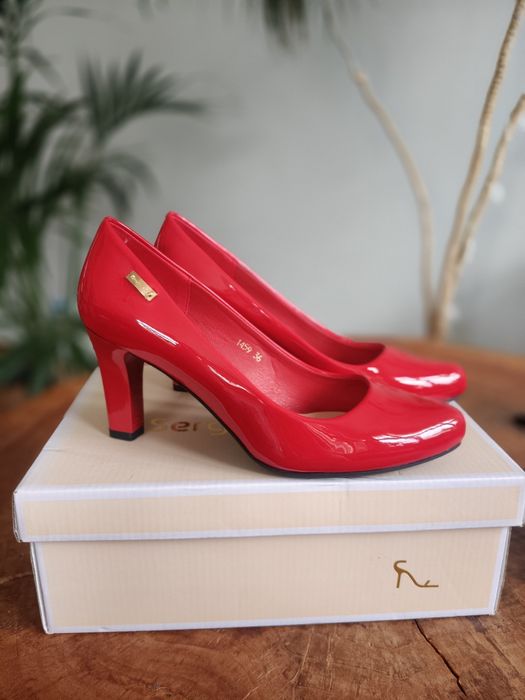 Buty czółenko czerwone, obcasy, sexy.