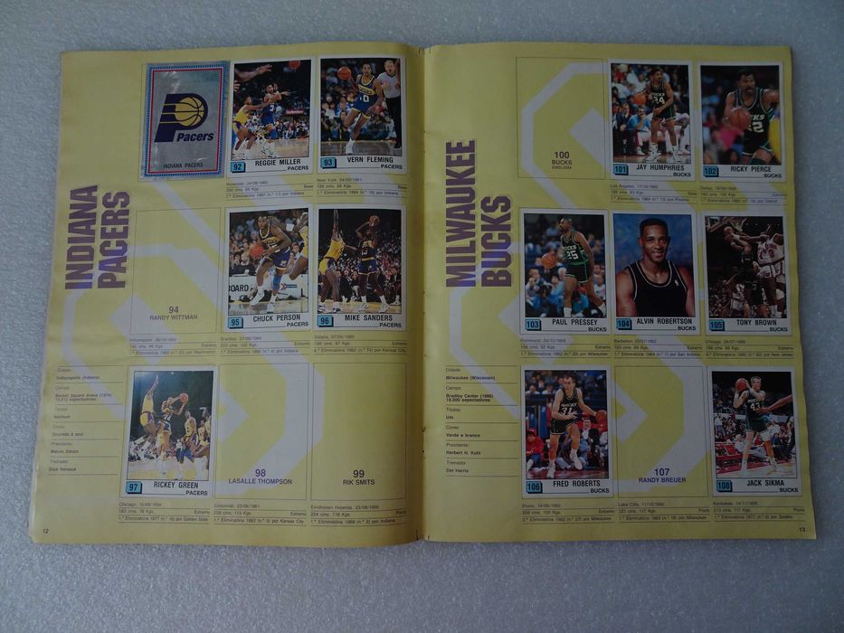 Caderneta de cromos Panini Basket NBA 90 (faltam 92 cromos)