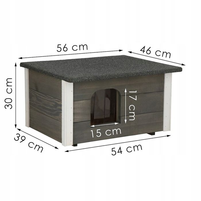 Ocieplana Buda Budka Dla Psa Kota Drewniana + Kurtyna Domek 56x46 Cm