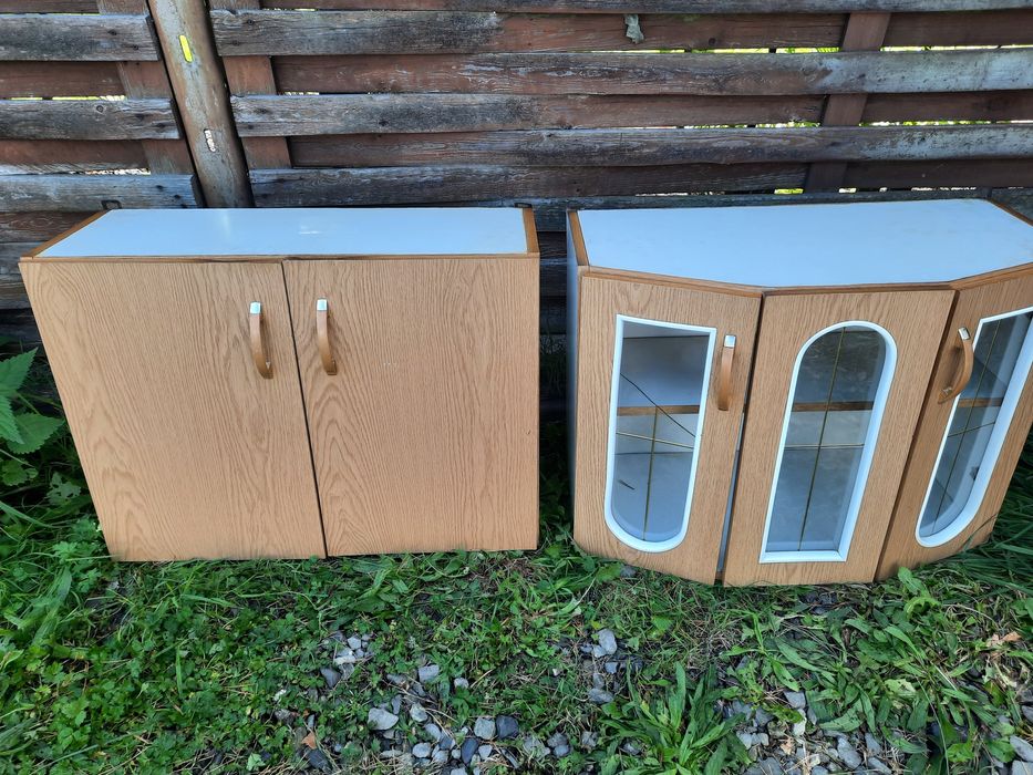 3 x Meble zestaw szafki kuchenne górne wiszące witryna oszklone