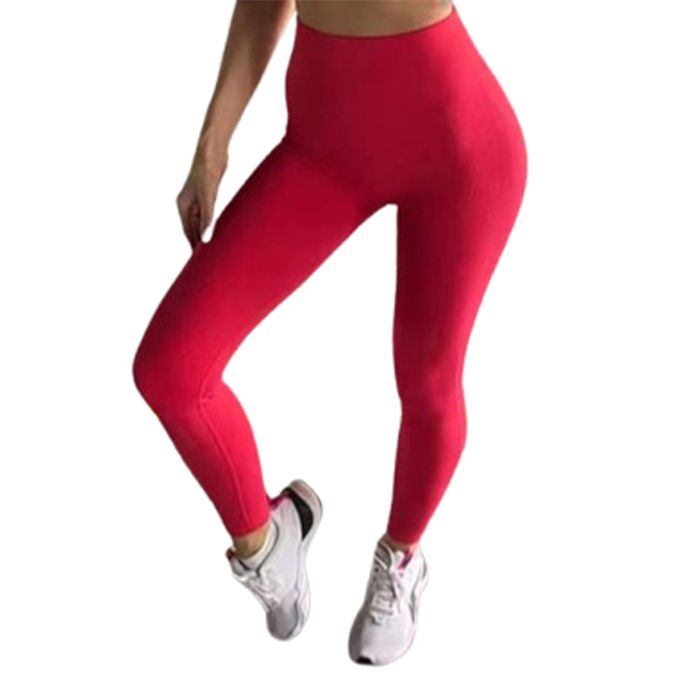 Damskie czerwone legginsy prążkowane rozmiar L