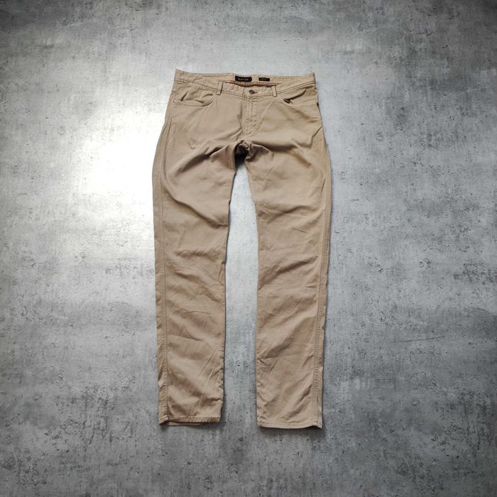 MĘSKIE Eleganckie Spodnie Chino Slim Italy Massimo Dutti Pique Beżowe