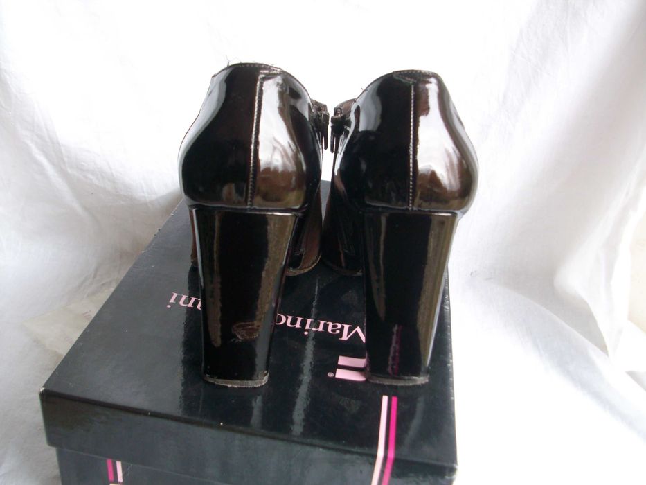 Marino Fabiani vero cuoio włoskie skórzane brązowe botki szpilki 36