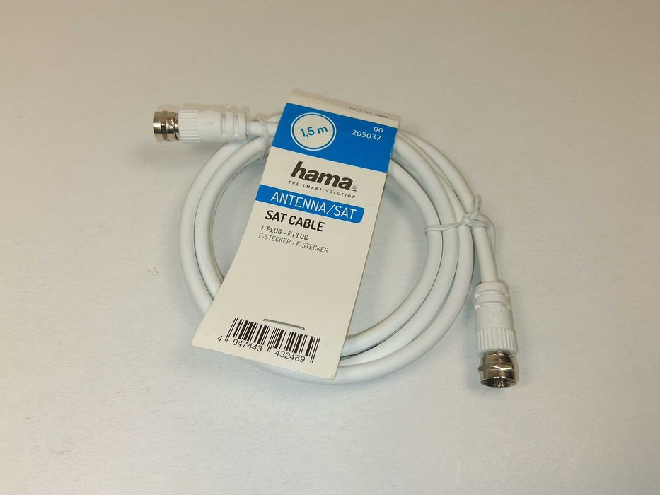 N111 Kabel Antenowy Satelitarny Hama Typ F-F 1,5m Biały Sat Cable
