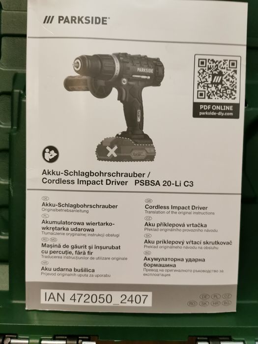 Wiertarko wkrętarka Parkside PSBSA 20 Li C3