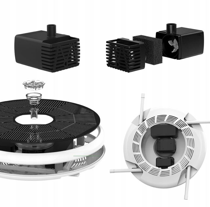 Fontanna ogrodowa solarna LED RGB – pływająca pompa do oczka wodnego