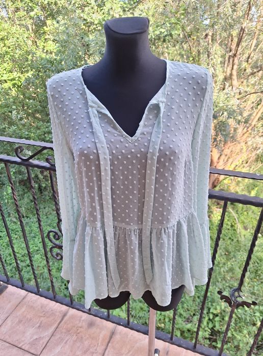 Miętowa bluzka hiszpanka długie rękawy Primark rozmiar S 36