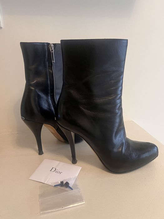 Christian Dior oryg kozaczki skórzane botki czarne na szpilce r.37,5 cm