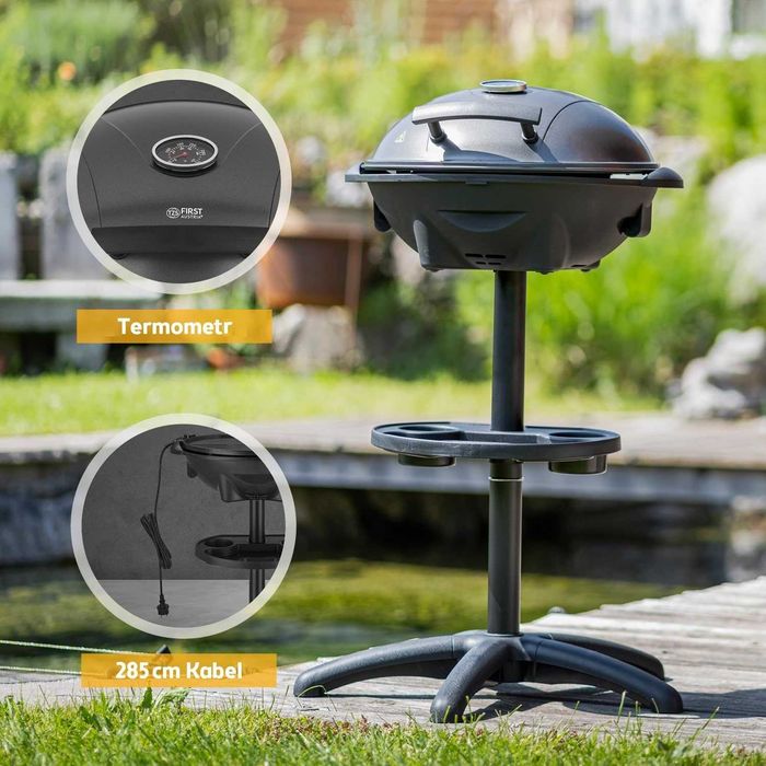 Grill Elektryczny Stojący First Austria 2400W Ogrodowy Balkonowy 2w1