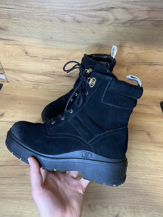 Liu Jo czarne zamszowe botki platforma combat boots gothcore zima 39