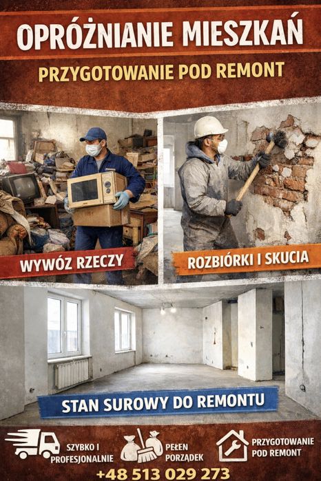 Oprożnianie mieszkań, przygotowanie do remontu,