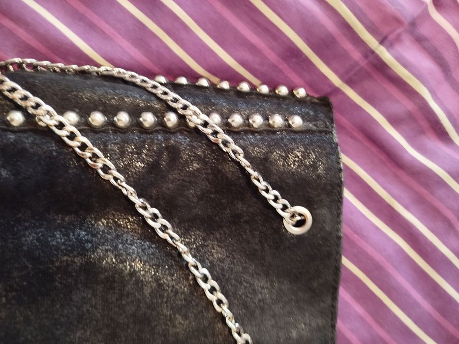Zara duża torebka na łańcuszku shopper bag czarna A4