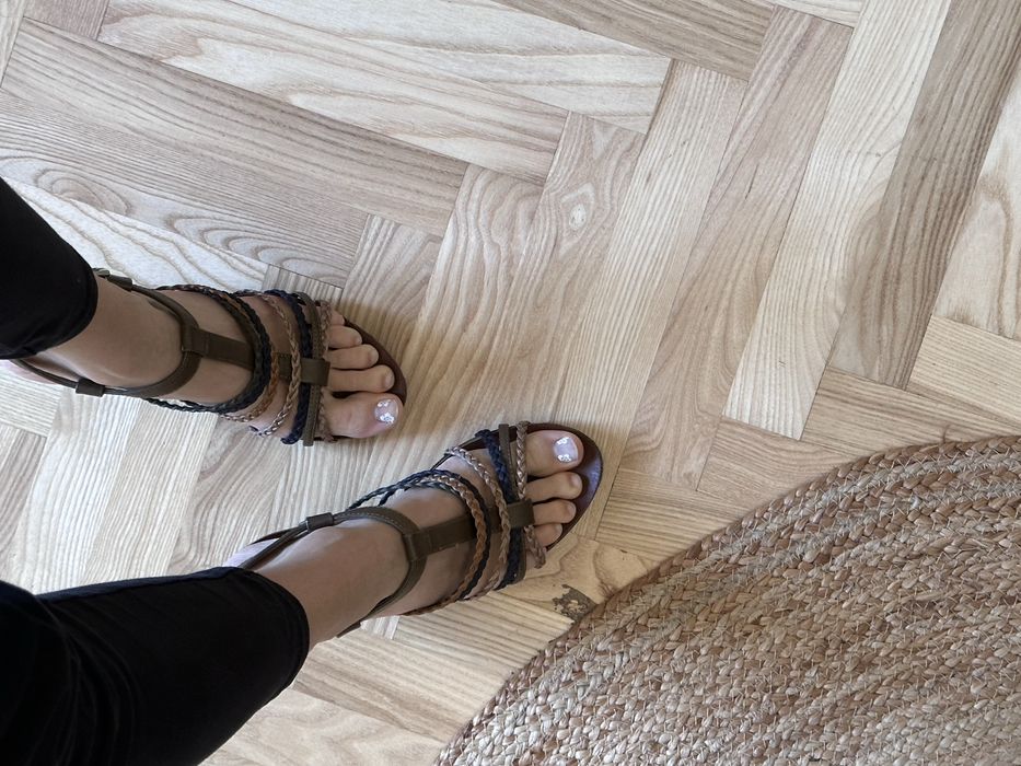 Buty na obcasie super wygodne sandałki letnie z warkoczykami