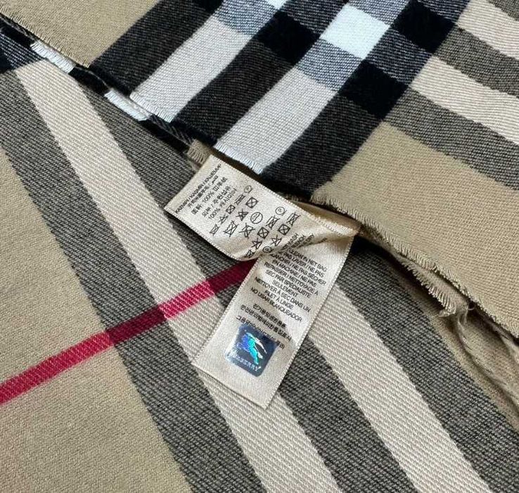 Шарф Burberry НОВИЙ кашеміровий шарф бежевий 32/180см Шарф в клітинку