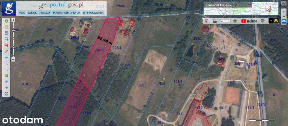 Działka budowlana 1,40 ha Ossa k/ Rawy Maz