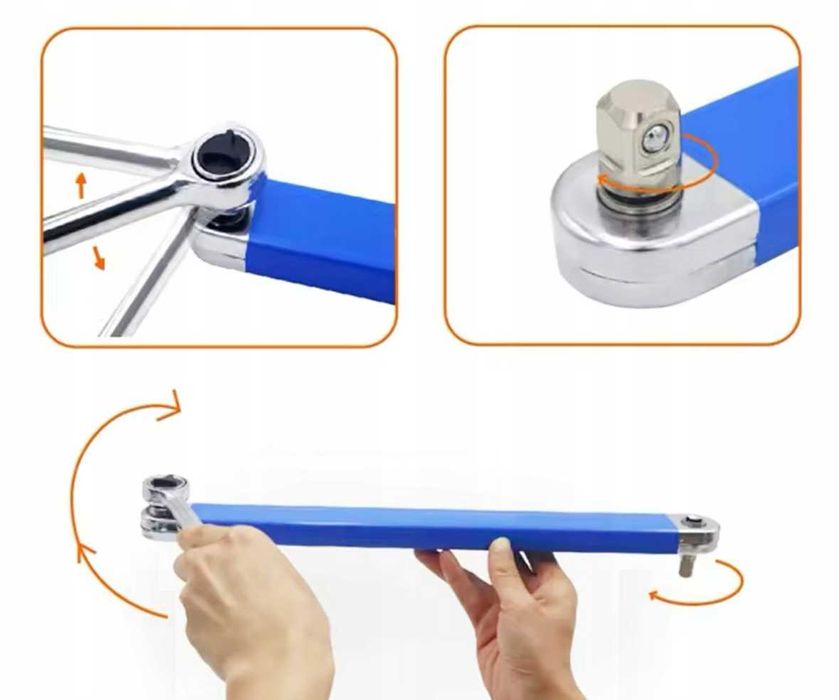 Подовжувач з тріскачкою. перехідник з адаптерами 1/4, 3/8, 1/2 FT1579