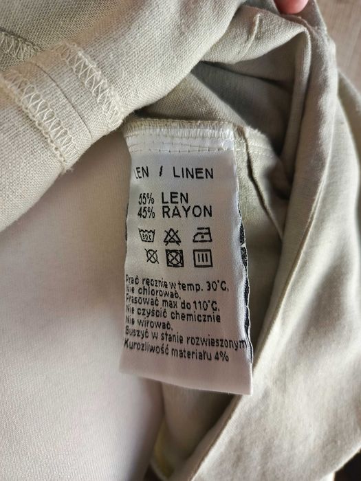 altroModa lniana koszula beżowa z haftem 55% len 45% rayon 38 M