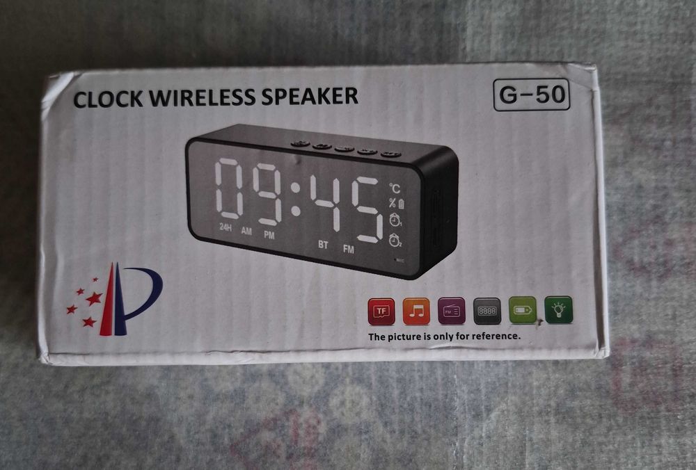 Годинник з акумулятором, будильник, термометр, Bluetooth колонка з FM G-50. Новий.