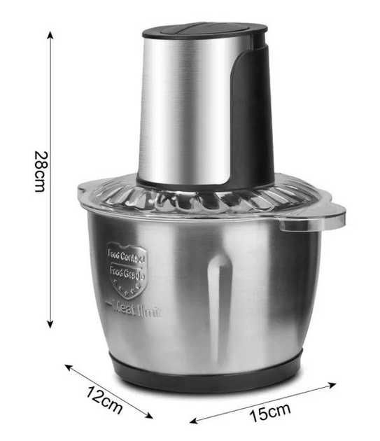 Кухонний подрібнювач з металевою чашею RAF R7019 1000 Вт, чаша 2 л