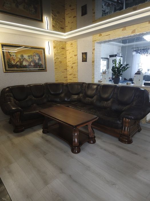 Skórzany narożnik + ława