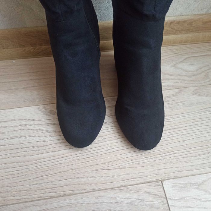 Чорні замшеві чоботи, сапоги, р.36